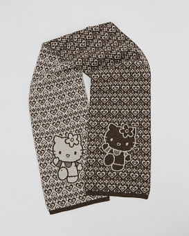 Детский шарф из шерсти яка с рисунком Kitty UL коричневый